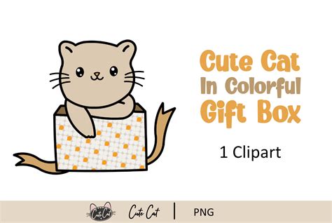 Cute Cat in Colorful Gift Box Graphic by cutecat · Creative Fabrica