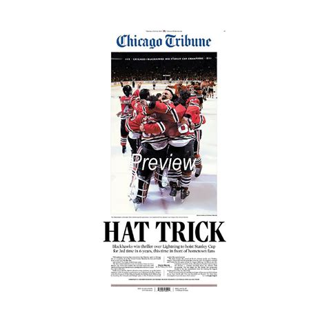 Chicago Blackhawks 2015 Stanley Cup Win 'HAT TRICK' Front Page Poster ...