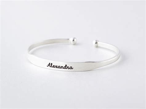 Silver Name Bracelet Engraved Personalized Gift for Girl - Etsy