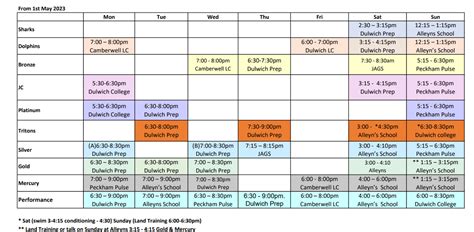 Updated timetable