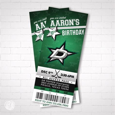 Dallas Stars Hockey Ticket Birthday Invitation | Etsy | Ticket ...