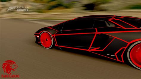 Black and Red Tron for the Lamborghini Aventador Superveloce : r/ForzaHorizon