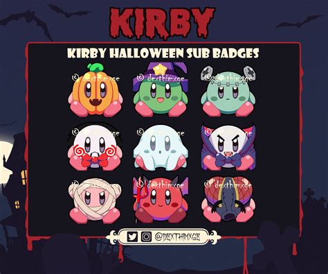 Spooky Halloween Kìrby Badges Pack for Twitch 9x Cute Kirby Sub Badges - Etsy