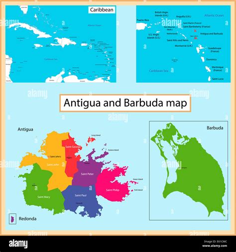 Barbuda travel map hi-res stock photography and images - Alamy