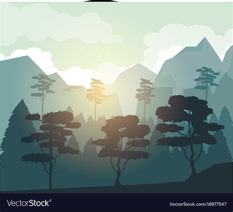 Colorful background with dawn landscape Royalty Free Vector