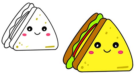 How to Draw a Kawaii Sandwich| Cách vẽ bánh mì Sandwich đơn giản - YouTube