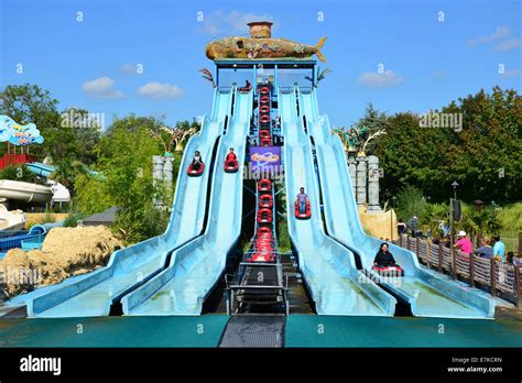 Depth Charge water ride, Thorpe Park Theme Park, Chertsey, Surrey, England, United Kingdom Stock ...