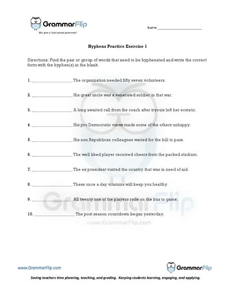 Hyphen Exercises With Answers Pdf