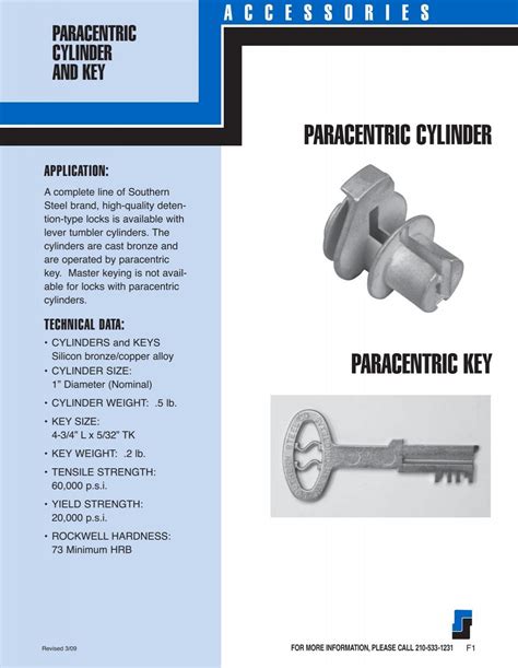 PARACENTRIC CYLINDER PARACENTRIC KEY - Southern Folger