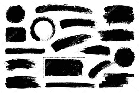 Set of hand drawn brushes and design elements. Artistic creative shapes. Vector illustration ...