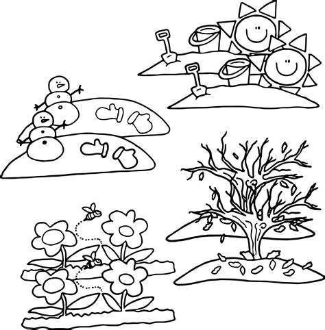 4 Seasons Cartoon Coloring Pages | Wecoloringpage.com