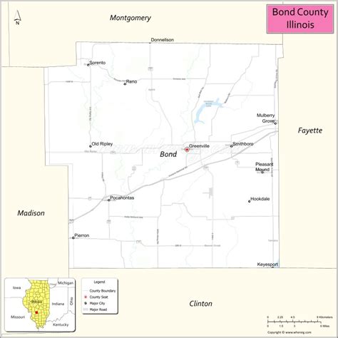 Bond County Map, Illinois - Where is Located, Cities, Population, Highways & Facts