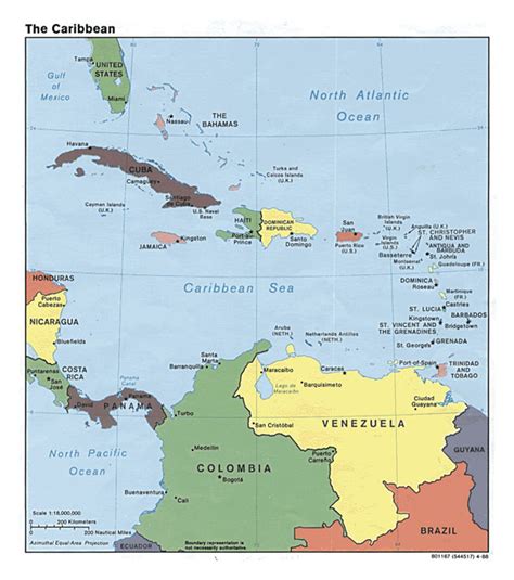 Detailed political map of the Caribbean – 1988 | Vidiani.com | Maps of ...