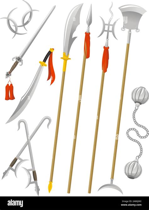 Chinese Traditional Weapons Martial Arts, vector illustration cartoon ...