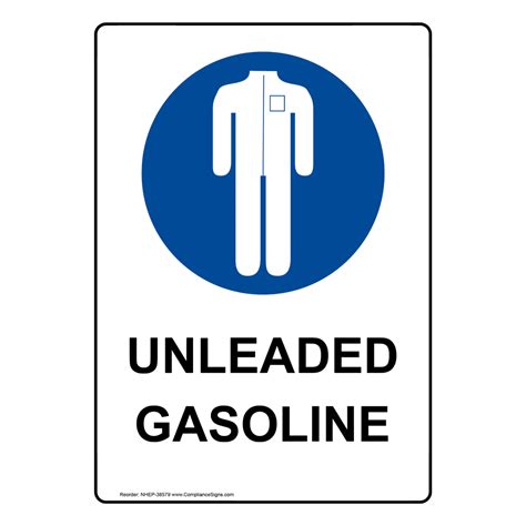 White Unleaded Gasoline Sign - Vertical - Varied Sizes