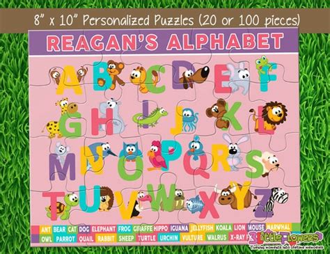 Animal Alphabet Puzzle - Personalized 8 x 10" Puzzle - Personalized ...