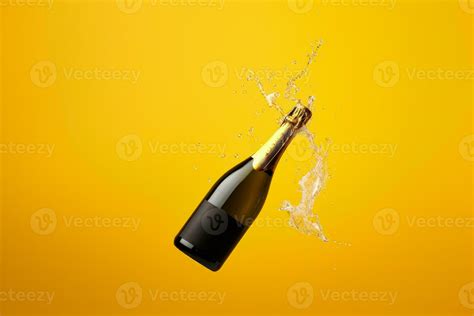 Champagne bottle popping with joy isolated on a gradient background ...