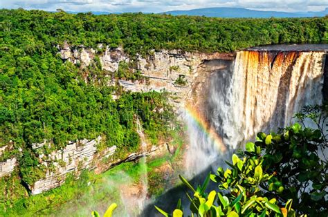 Kaieteur Falls with a Rainbow in a Rainforest in Guyana Stock Image - Image of potaro, nature ...