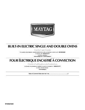 Fillable Online maytag BUILT-IN ELECTRIC SINGLE AND DOUBLE OVENS - Maytag - maytag Fax Email ...