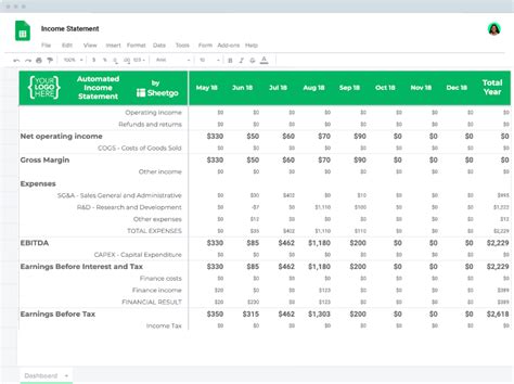 Income statement template - Sheetgo