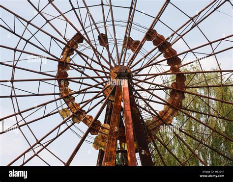 The ferris wheel of the Prypiat amusement park. The wheel has become a ...