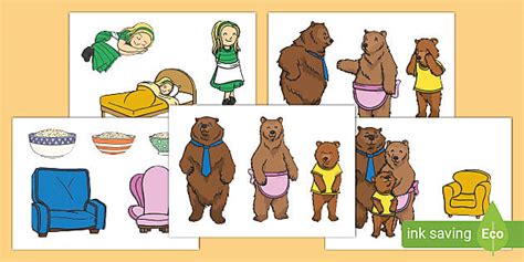 Goldilocks and the Three Bears Story Cut-Outs PDF - Twinkl