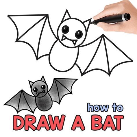 How to Draw a Bat - Step by Step Bat Drawing Tutorial | Easy halloween drawings, Draw a bat ...