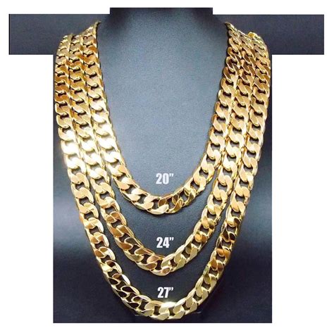 14K Gold Chain Cuban Necklace 11MM Miami Link w/real solid clasp USA 30inch mens 737540013671 | eBay