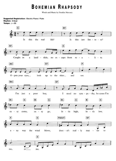 Bohemian Rhapsody Piano Sheet Music Free Printable - Free Templates Printable