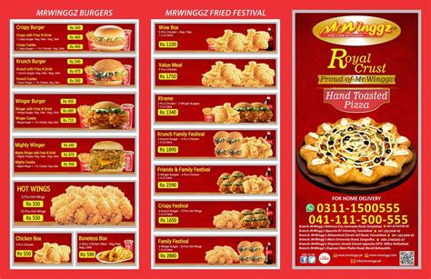 Mr Winggz Menu - Food Pakistan