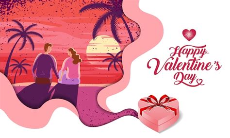 Premium Vector | Lovely couple ,valentine's day ,festival, landscape background, banner design ...