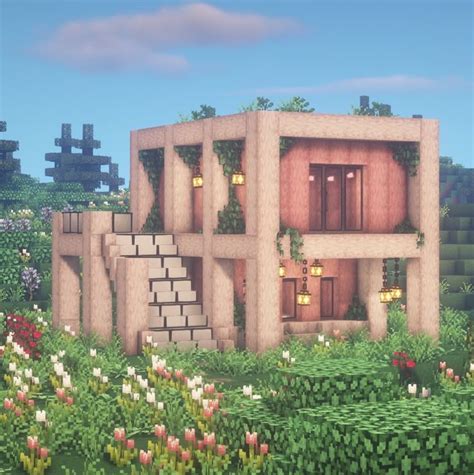 pink aesthetic minecraft house