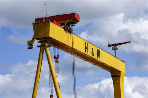 One of the Famous Yellow Harland and Wolff Cranes Editorial Photography - Image of horizontal ...