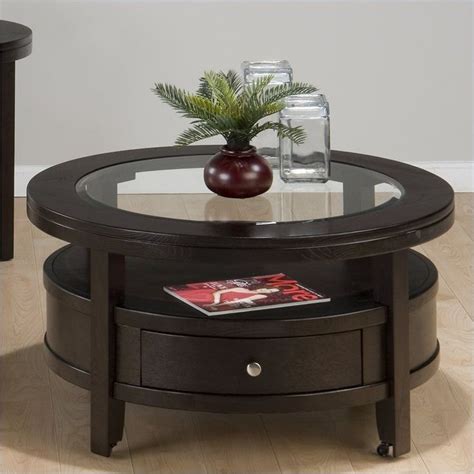 Round Glass Coffee Table Wood Base | Round wood coffee table, Coffee ...