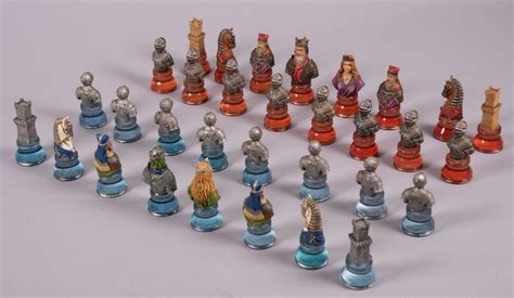 Lot - Ceramic Medieval Figural Chess Set