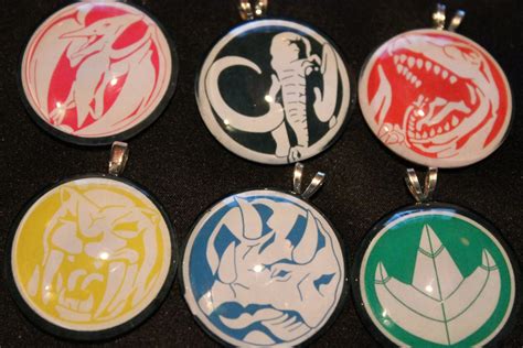 Items similar to Mighty Morphin Power Rangers Dinozords Pendant, pins ...