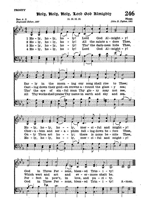 The Lutheran Hymnal 246. Holy, holy, holy! Lord God Almighty! | Hymnary.org