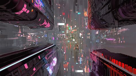 Cyberpunk neon city illustration image_picture free download 401621594 ...