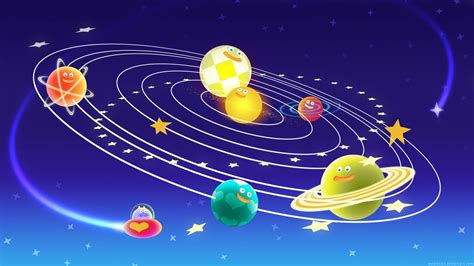 humor, colorful, space, planet, Sun, Solar System, stars, smiling, circle, blue background HD ...