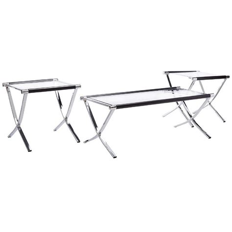 Kings Brand Furniture Chrome and Black Glass Top Coffee Table and 2-End Tables Set-012T - The ...