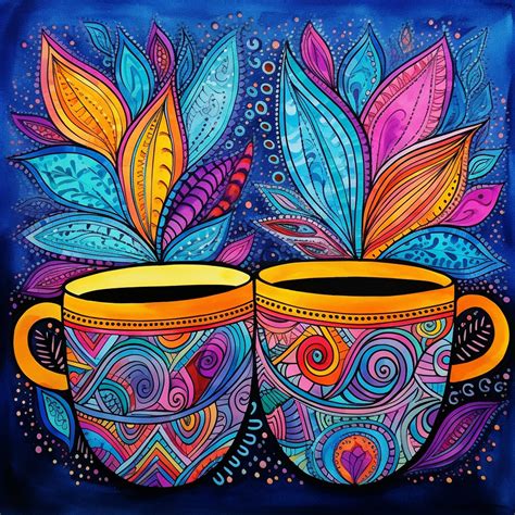 Doodle Art Coffee Tea Mugs Free Stock Photo - Public Domain Pictures