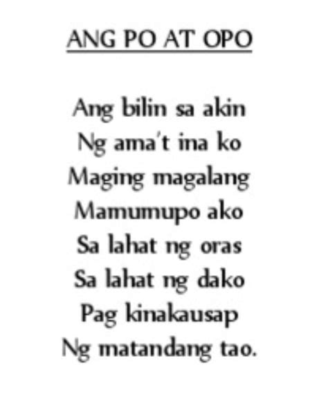 Memories of Old Manila & Beyond | Ang tulang "Ang po at opo" ay isa sa mga tulang palaging ...