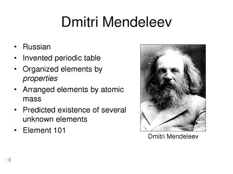 Dmitri Mendeleev Periodic Table Facts Dmitri Mendeleev The Periodic ...