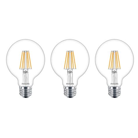Philips 40W Equivalent Soft White WarmGlow Clear Glass G25 Globe LED Light Bulb (3-Pack) | The ...
