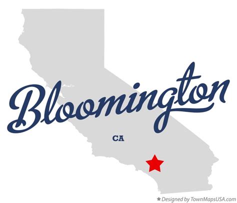 Map of Bloomington, CA, California