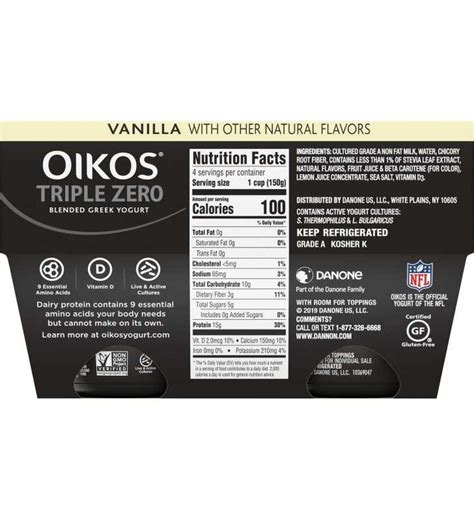 Oikos Triple Zero Vanilla Nutrition Label | Besto Blog