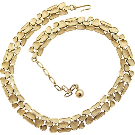 Vintage Trifari Textured Gold Tone Mosaic Choker Necklace | Vintage ...