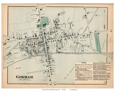 Gorham Village, Maine 1871 Old Town Map Reprint Cumberland Co. - OLD MAPS