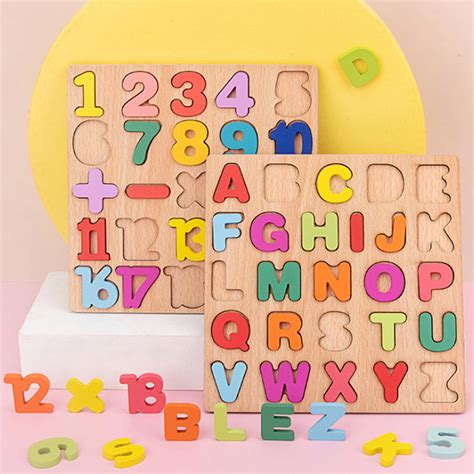 NEWwt Wooden Alphabet Puzzle Hand-eye Coordination Logical Ability ...