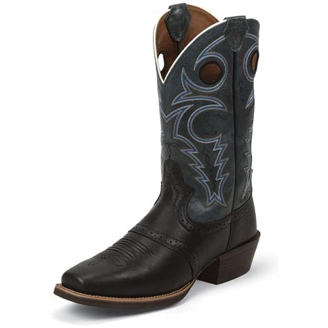 Justin Men's Black Silver Collection Cowboy Boots - 675588, Cowboy ...